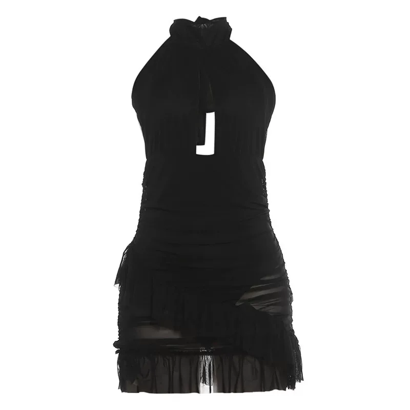 Summer Womens Dress Sexy Hollow Out Backless Ruffle Hem Bodycon Fit Perfect for Parties and Nigh