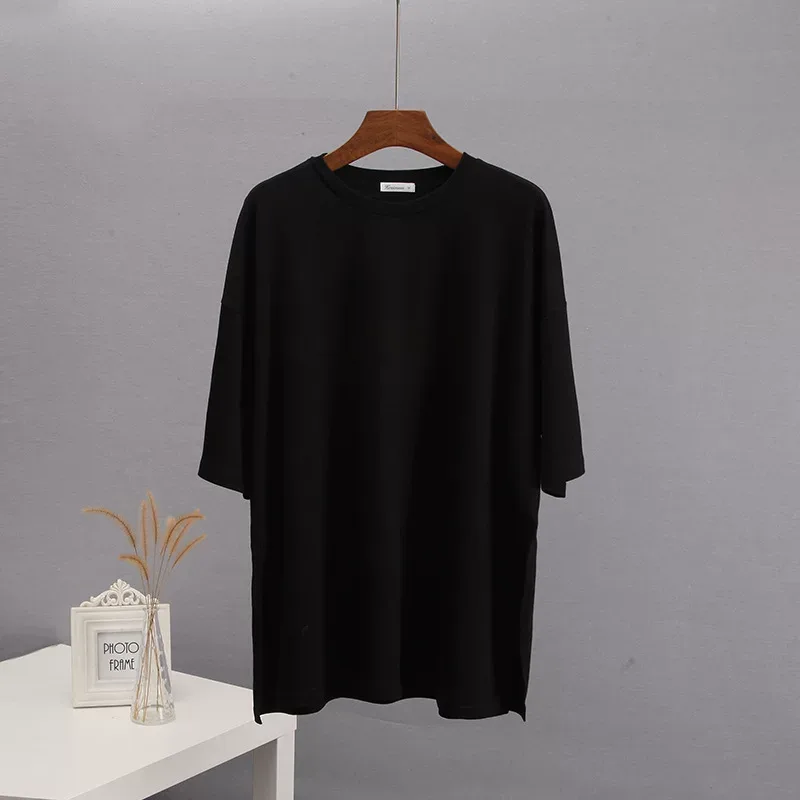 Womens Loose Fit Cotton Short Sleeve T Shirt Comfortable Round Neck Solid Color Summer Style Who