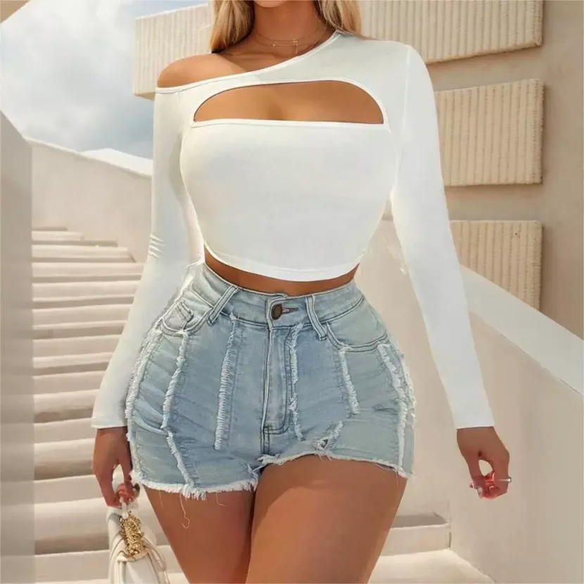 Womens Casual Off Shoulder T Shirt Stylish Minimalist Short Sleeve Spring Summer Fashion Wholesa