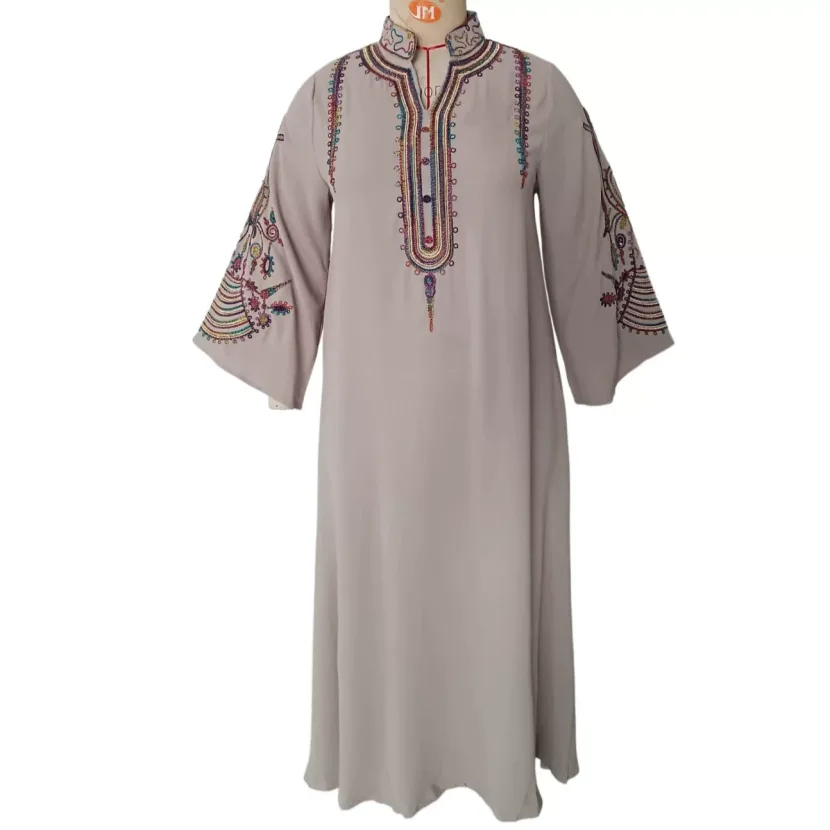 Bohemian Embroidered Maxi Dress Loose Fit Plus Size Rope Embroidery Casual Wear for Women Wholesale Available