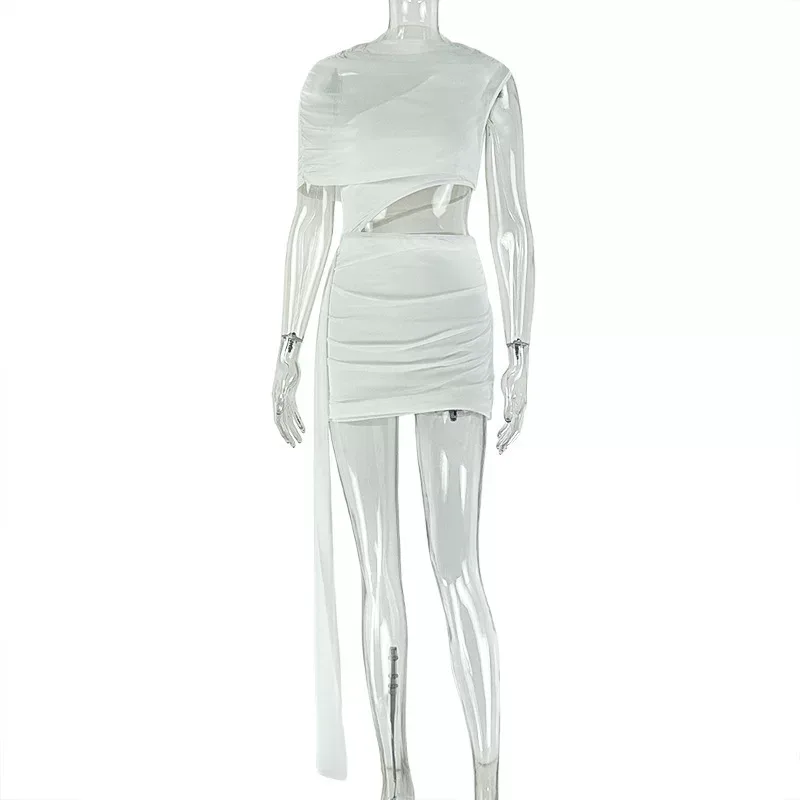 Asymmetrical Ruched Sleeveless Dress Solid Color Elegant Fit Comfortable Fabric Casual Outing We