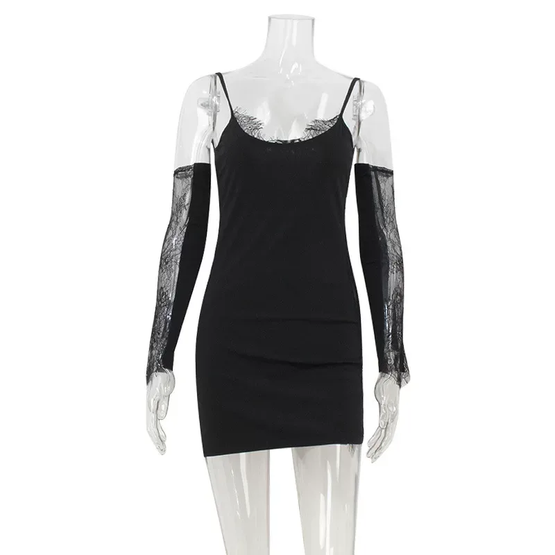 Elegant Womens Lace Trimmed Bodycon Dress Sexy Sleeveless Design Slim Fit Stylish Occasion Wear