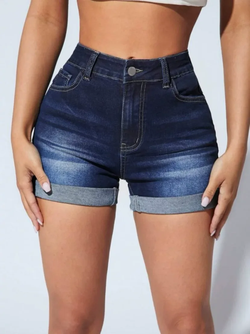 Womens Stretch Denim Shorts Casual Fit High Waist Versatile Style Ready to Ship Low MOQ wholesal