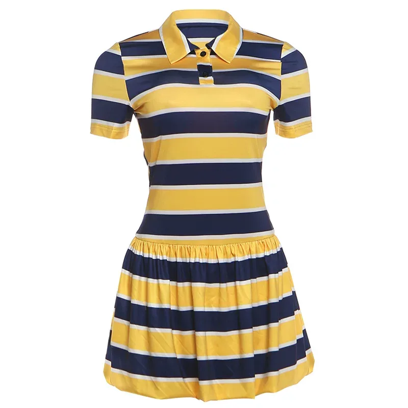 Retro Striped Short Sleeve Dress Fashionable Trendy Summer Style Perfect for Casual Outings Whol