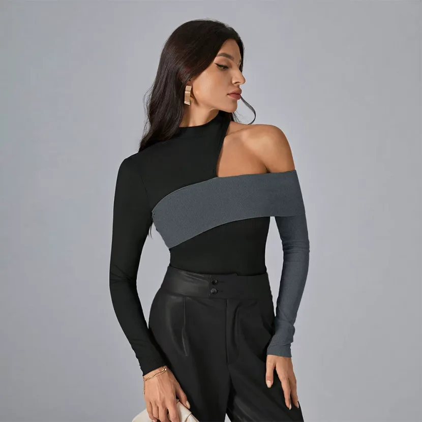 Womens Irregular Design T Shirt Trendy Style Fall Winter Collection Unique Look Wholesale Availa